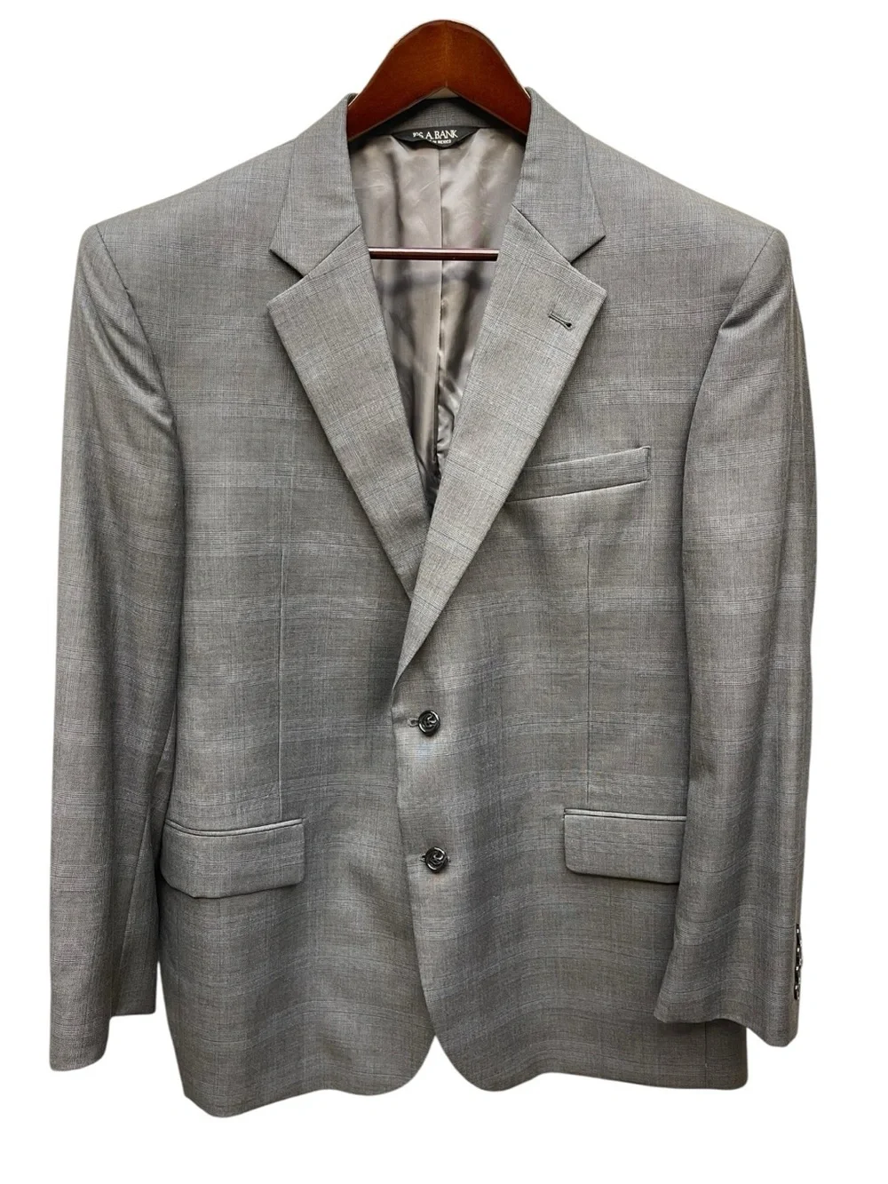 Jos A. Bank Signature Gray Glen Plaid Wool Silk Sport Coat 44R